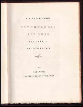 Karel Matěj Čapek Chod: Psychologie bez duše