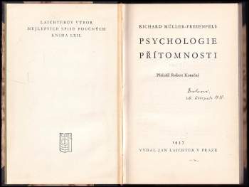 Richard Müller-Freienfels: Psychologie přítomnosti