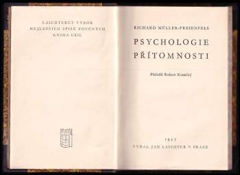 Richard Müller-Freienfels: Psychologie přítomnosti