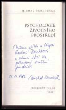 Michal Černoušek: Psychologie životního prostředí