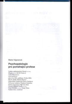 Marie Vágnerová: Psychopatologie pro pomáhající profese