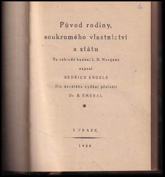 Friedrich Engels: Původ rodiny, soukromého vlastnictví a státu