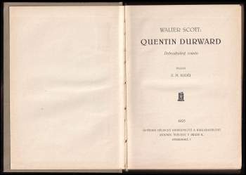 Walter Scott: Quentin Durward