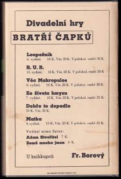 Karel Čapek: R. U. R. Rossum's Universal Robots