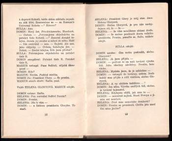 Karel Čapek: R. U. R. Rossum's Universal Robots