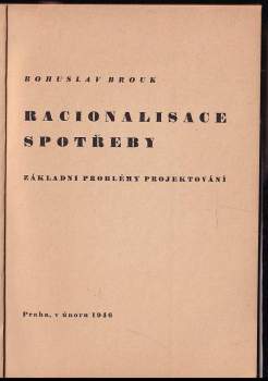 Bohuslav Brouk: Racionalisace spotřeby
