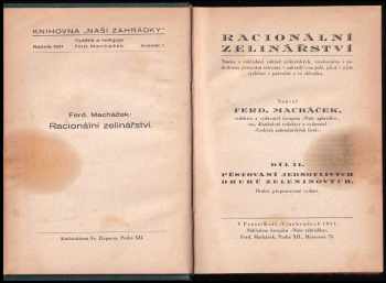 Ferdinand Macháček: Racionální zelinářství