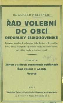 Alfred Meissner: Řád volební do obcí republiky Československé