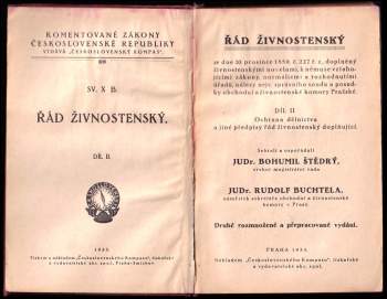 Řád živnostenský ze dne 20. prosince 1859, č. 227 ř. z., doplněný živnostenskými novelami, k němu se vztahujícím zákony, normáliemi a rozhodnutími úřadů, nálezy nejv. správního soudu a posudky obchodní a živnostenské komory pražské