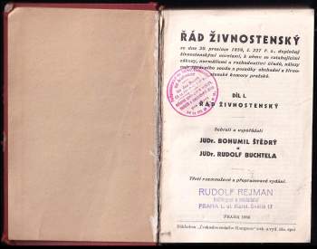 Řád živnostenský ze dne 20. prosince 1859, č. 227 ř. z., doplněný živnostenskými novelami, k němu se vztahujícími zákony, normáliemi a rozhodnutími úřadů, nálezy nejv. správního soudu a posudky obchodní a živnostenské komory pražské