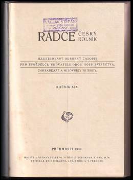 Josef Knejzlík: Rádce - český rolník, ročník XIX.