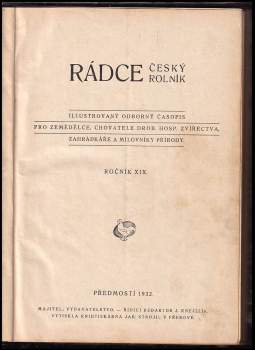Josef Knejzlík: Rádce - český rolník, ročník XIX.