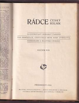 Josef Knejzlík: Rádce - český rolník, ročník XVIII. + XIX.