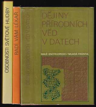 3x Malá encyklopedie - Dějiny přírodních věd v datech + Radí vám lékař + Osobnosti světové hudby - Ivan Novák, Jaroslav Folta, Luboš Nový, Tomislav Volek, Ivan Novák, Luboš Nový, Jaroslav Folta, Tomislav Volek (1977, Mladá fronta) - ID: 676027