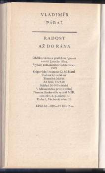 Vladimír Páral: Radost až do rána