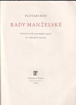 Plútarchos: Rady manželské