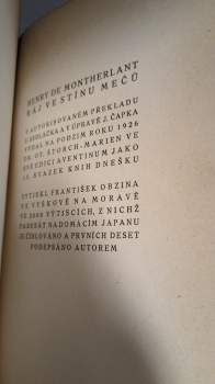 Henry de Montherlant: Ráj ve stínu mečů