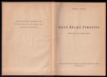 Pavel Oliva: Raná řecká tyranis
