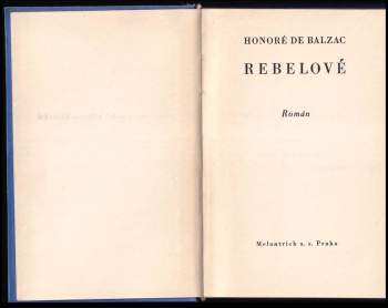 Honoré de Balzac: Rebelové