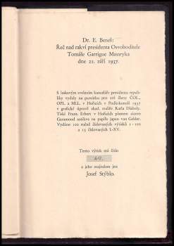 Edvard Beneš: Řeč nad rakví T. G. Masaryka 21. září 1937