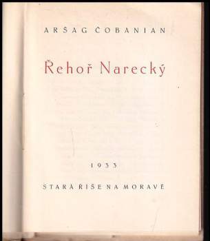Aršak Čobanian: Řehoř Narecký