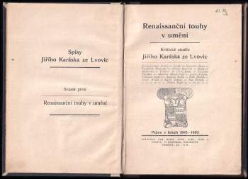 Jiří Karásek ze Lvovic: Renaissanční touhy v umění
