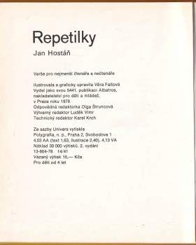 Jan Hostáň: Repetilky