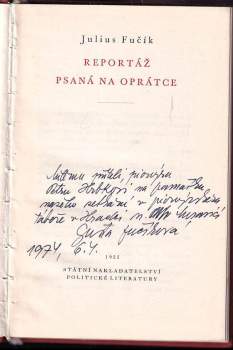 Julius Fučík: Reportáž psaná na oprátce