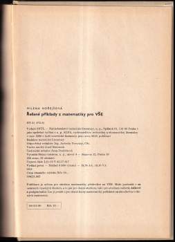 Milena Hořejšová: Řešené příklady z matematiky pro VŠE