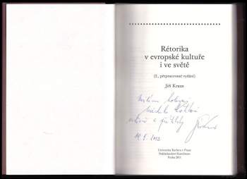 Jiří Kraus: Rétorika v evropské kultuře i ve světě