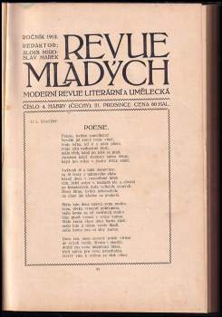 Revue mladých Ročník 1912 číslo 4 + Šimáčkův čtyřlístek Ročník IV. číslo 1-10