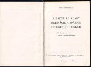 Fritz Chemnitius: Riešené príklady derivácie a spätnej integrácie funkcií