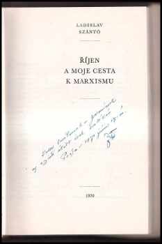 Ladislav Szántó: Říjen a moje cesta k marxismu