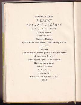 Zdenek Zaoral: Říkanky pro malé občánky