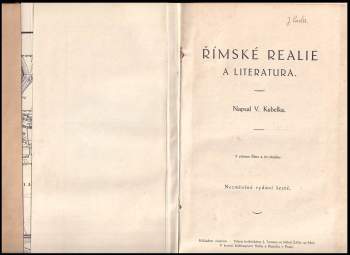 Václav Kubelka: Římské realie a literatura