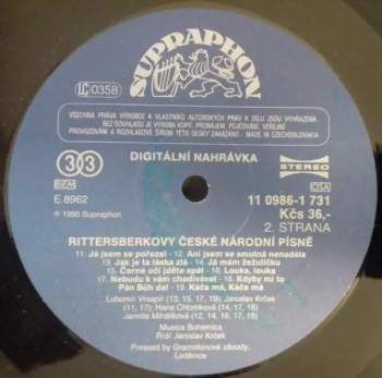 Musica Bohemica: Rittersberkovy České Národní Písně