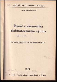 František Schrogl: Řízení a ekonomika elektrotechnické výroby