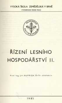 Řízení lesního hospodářství II