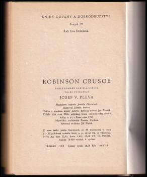 Daniel Defoe: Robinson Crusoe ; Podle románu volně vypravuje J.V. Pleva