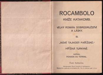 Pierre Alexis de Ponson du Terrail: Rocambolo, kníže katakomb III. - Hříšná Turkyně