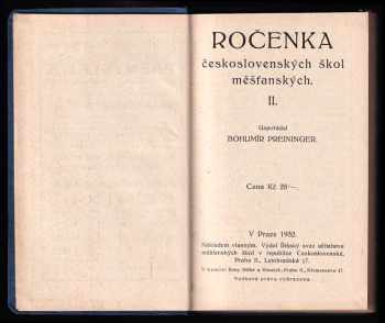 Bohumír Preininger: Ročenka československých škol měšťanských