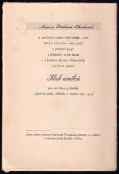 Jan Neruda: Ročenka Klubu umělců na rok 1941