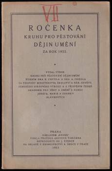 Ročenka Kruhu pro pěstování dějin umění za rok 1922