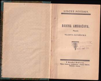 Vlasta Javořická: Rodina Ambrožova