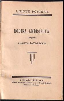 Vlasta Javořická: Rodina Ambrožova