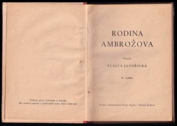 Vlasta Javořická: Rodina Ambrožova