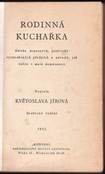 Květoslava Jírová: Rodinná kuchařka