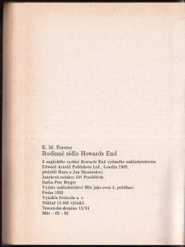 E. M Forster: Rodinné sídlo Howards End
