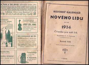 František V. Pokorný: Rodinný kalendář nového lidu na rok 1934 a 1936 - čítanka pro náš lid - ročník XXII a XXIV