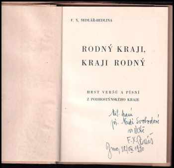 František X Sedlář-Bedlina: Rodný kraji, kraji rodný